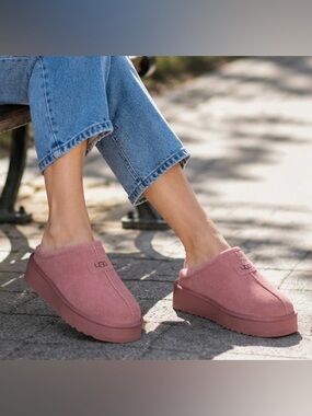 UGG Pink Suede Slip-On Clogs